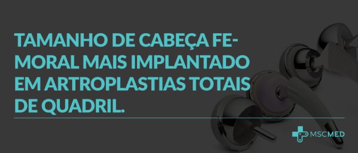 Tamanho de Cabeça Femoral mais implantado em Artroplastias Totais de Quadril.